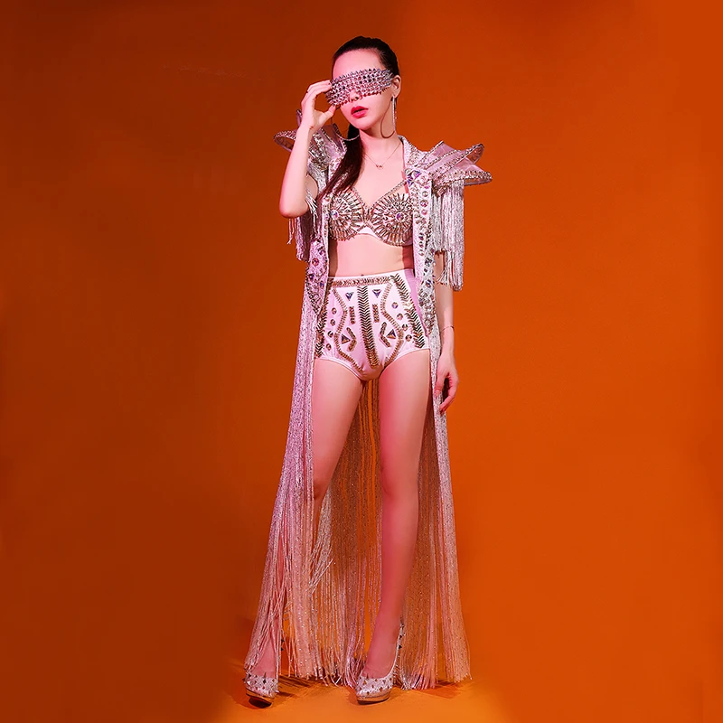 Женские Блестящие кристаллы женская одежда для представлений белая блестящая