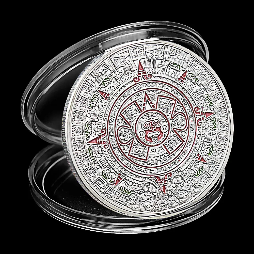 Mexican Maya Aztec Calendar Art Prophecy Culture Gold Plated Replica Commemorative Coin Collectibles | Non-currency Coins