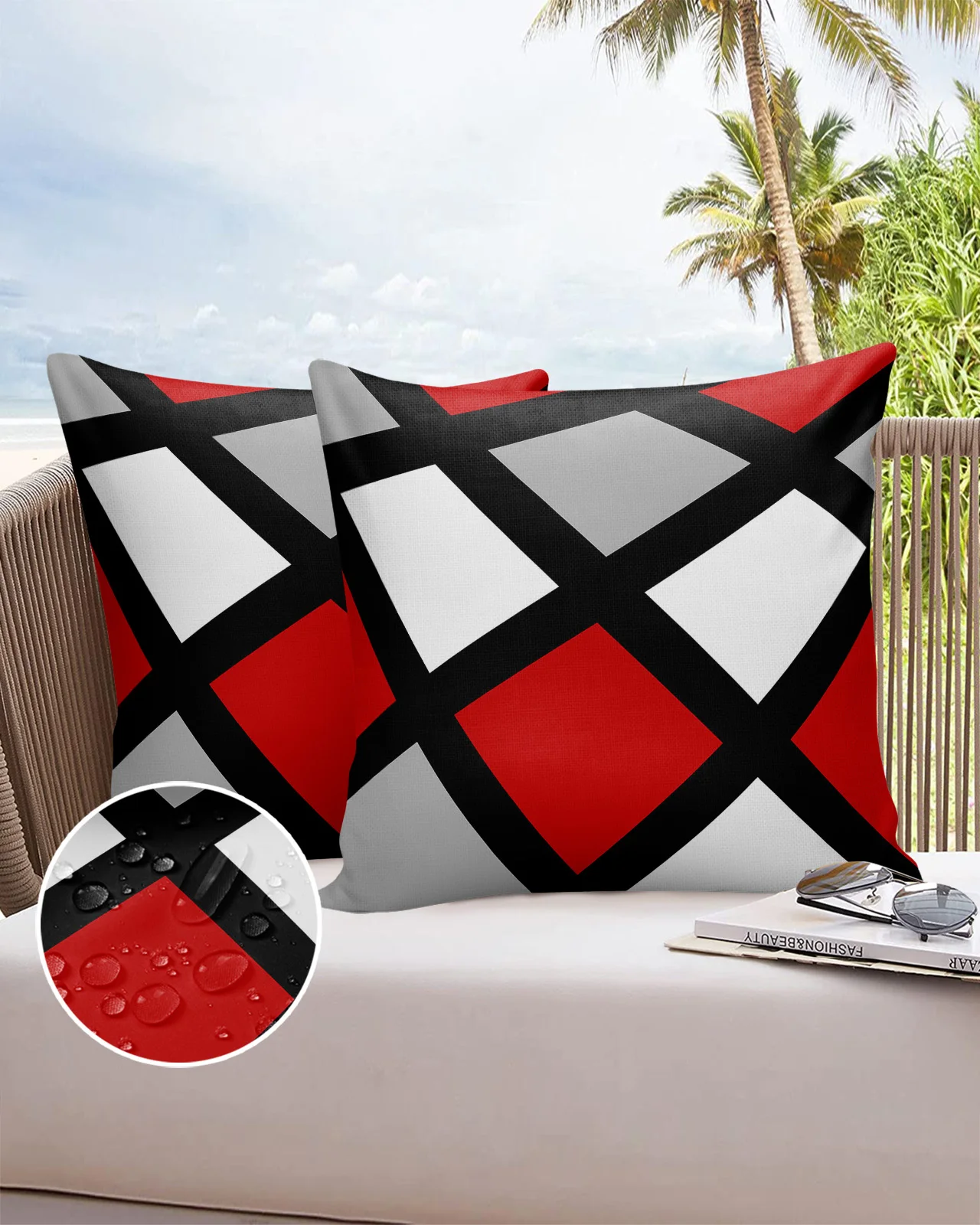 

Красная, черная, серая, Геометрическая, квадратная подушка, чехол 30 × 50 см, наволочки для домашнего декора, наволочка с двусторонним принтом