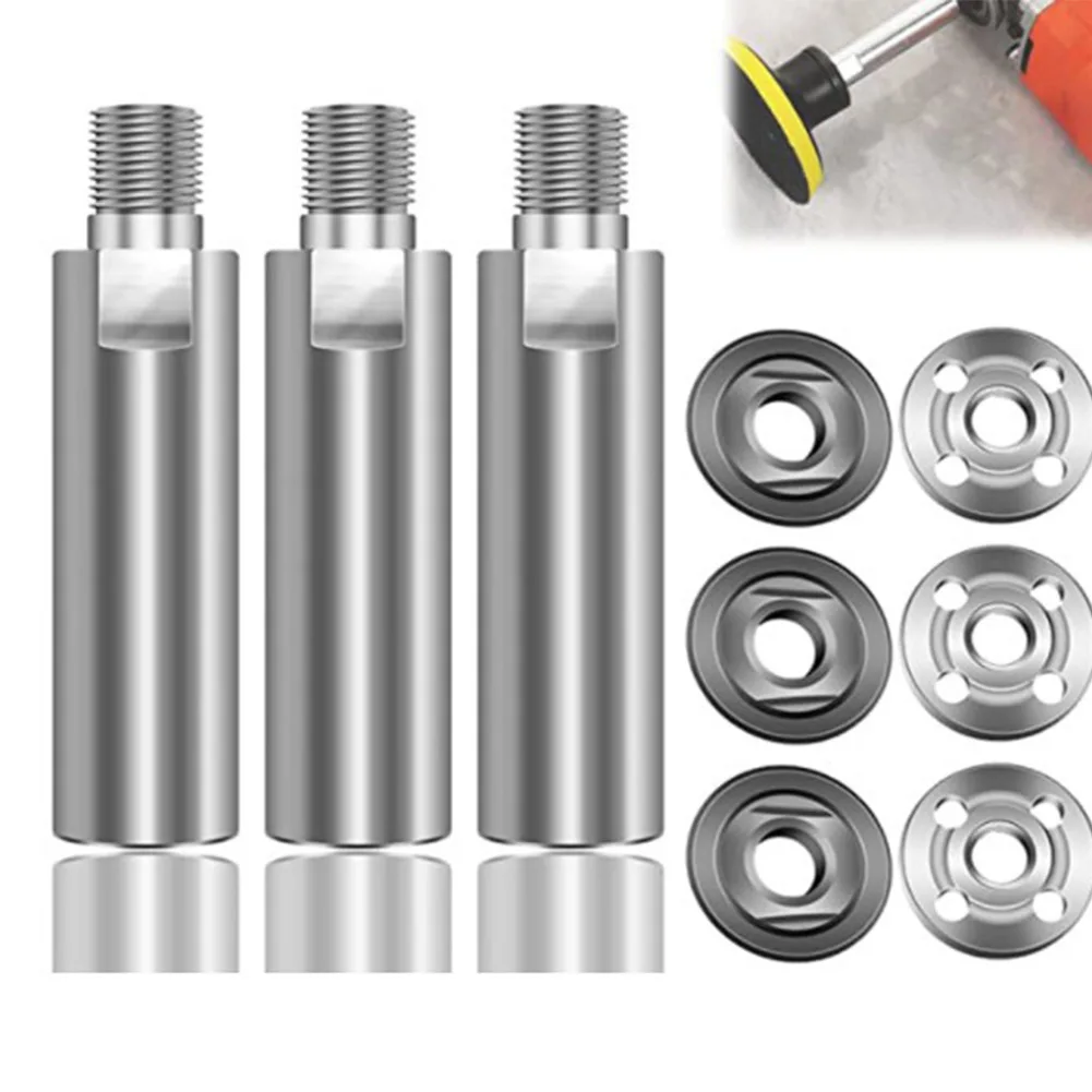 

9pcs14mm Shank Angle Grinder Extension Connecting Rod M10 Thread Stainless Steel Extender Shaft Polisher Accessories