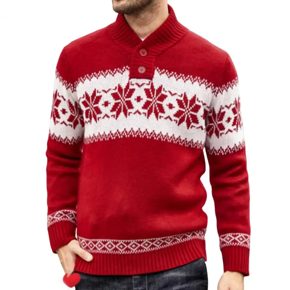 

Chic Christmas Sweater Skin-touch Ribbed Trim Breathable Pullover Sweater for Home