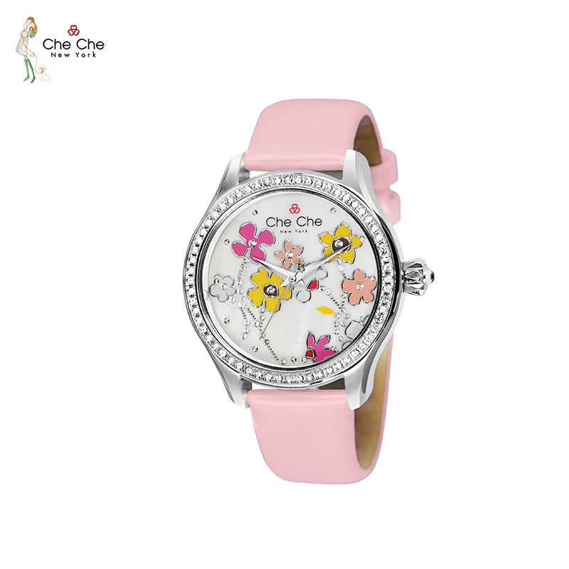 CHE CHE CC0016-A Women's watch leather strap luxury girl heart flower chassis student Watch crown-shaped Ba's