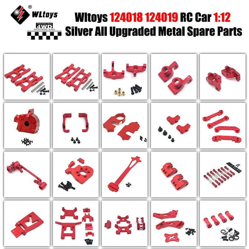 

Wltoys 124018 124019 RC Car 1:12 Red All Upgrade Metal Spare Parts 4WD C-Type Seat/Tire/Motor Seat/Transmission Shaft/Tie Rod
