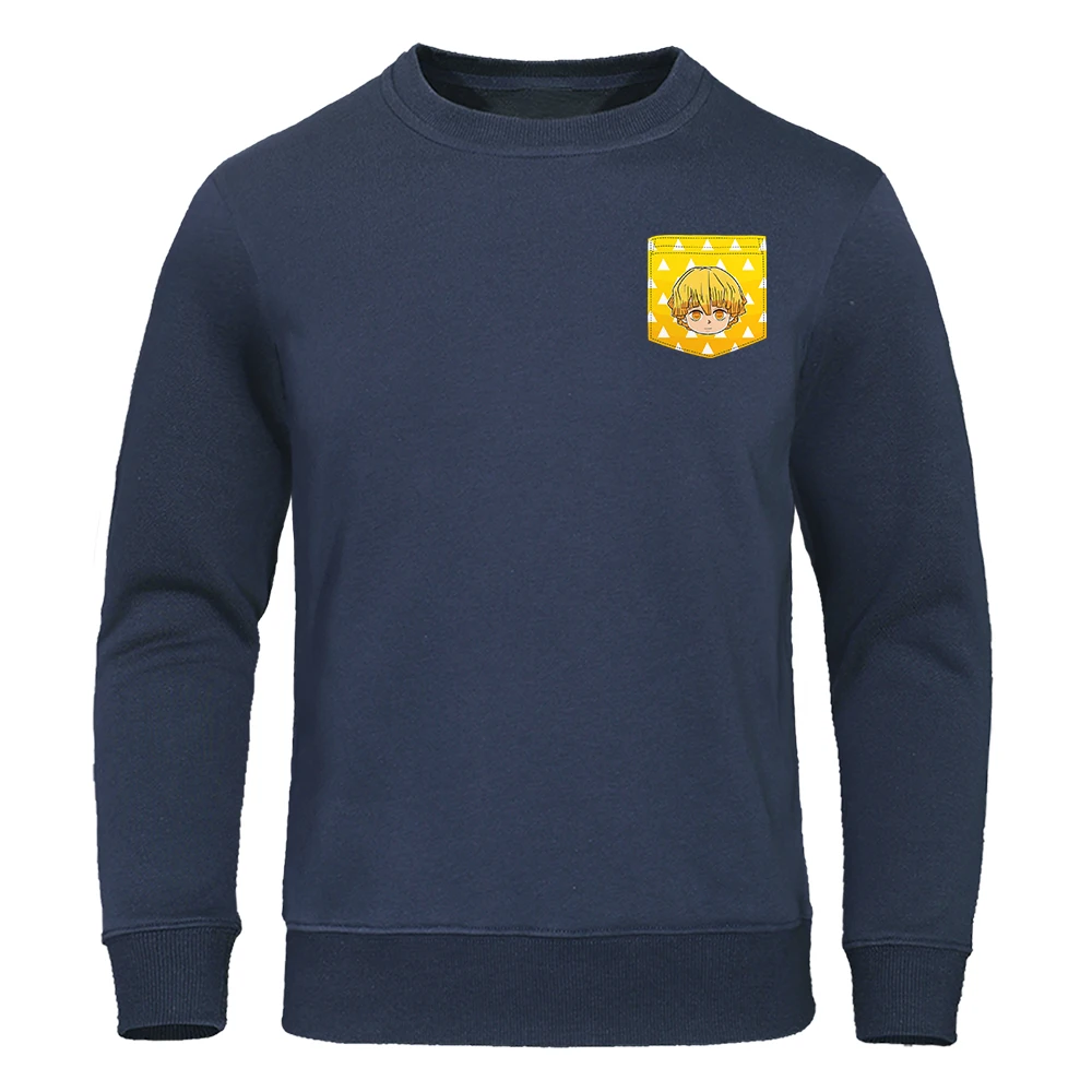 

Agatsuma Zenitsu Manga Demon Slayer Print Sweatshirt Men Harajuku O-Neck Hoody Casual Loose Hoodie Autumn Fleece Fashion Tops