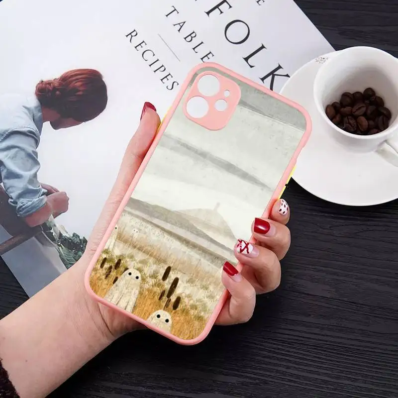 Cute Ghost Phone Case for iPhone 14 11 12 13 Mini Pro Max 8 7 Plus X XR XS MAX Translucent Matte Cover