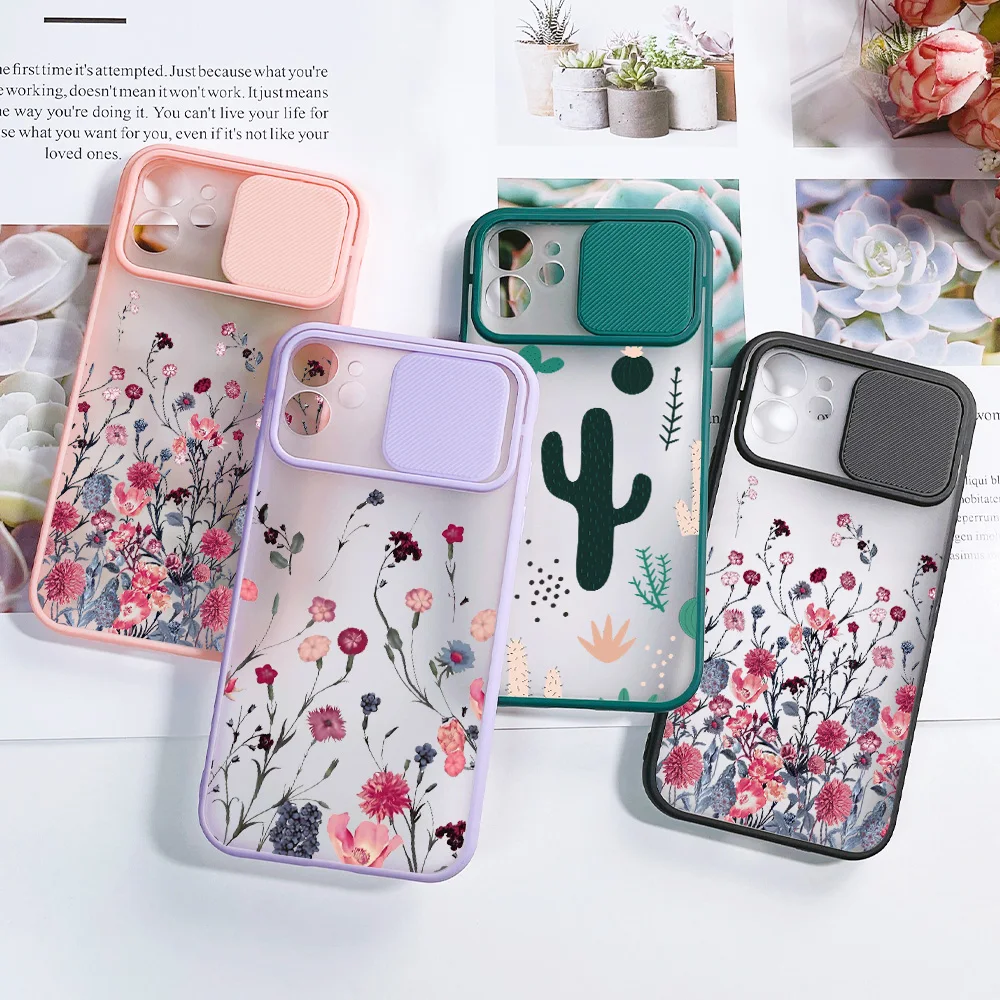 

Slide Lens Protection Case For iPhone 13 Pro Max Case Flower Funda iphone 7 8 Plus XR XS X 6 6S 11 12 Pro Max SE 20 Mini Bumper