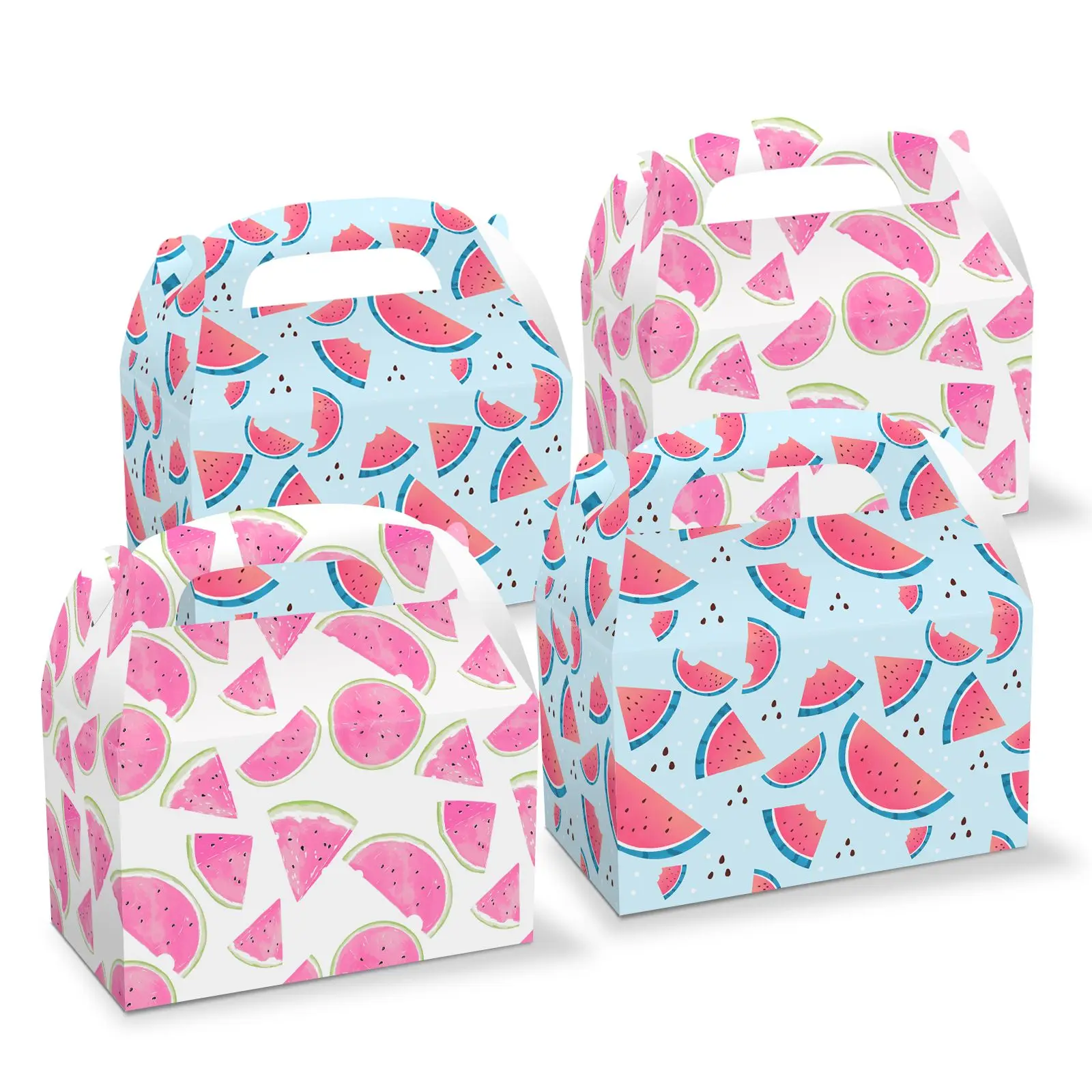 

DD004 4Pcs Summer Fruits Watermelon ONE in a Melon Birthday Party Candy Gift Bag Portable Boxes Kids Baby Shower Decorations Box