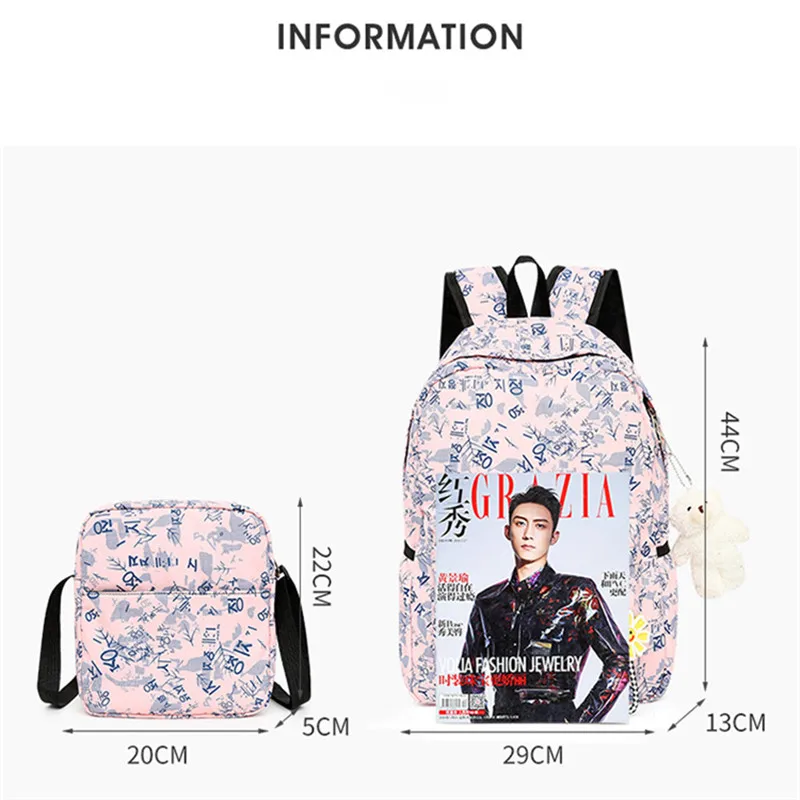 3 pcs/set  Children School Bags For Girls Kids School Backpcaks Princess Schoolbag University Backpack Mochilas Escolar Satchel