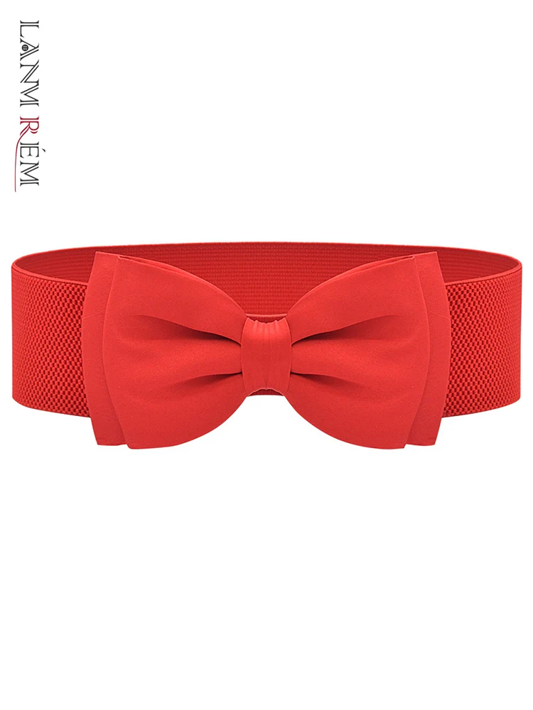 

LANMREM Fashion Bow Spliced Design Belt Women Solid Color Wide Waist Stretch Band Versatile Clothing 2023 Autumn New 2AA2261