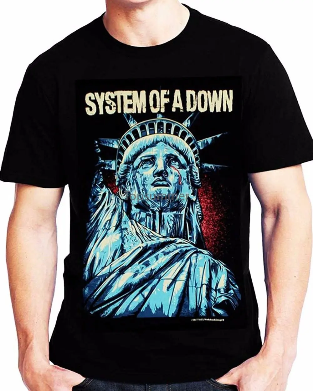 

Men'S Summer Fashion Cotton T Shirt System Of A Down Statue Orf Liberty Tee Shirt Size S To 3Xl