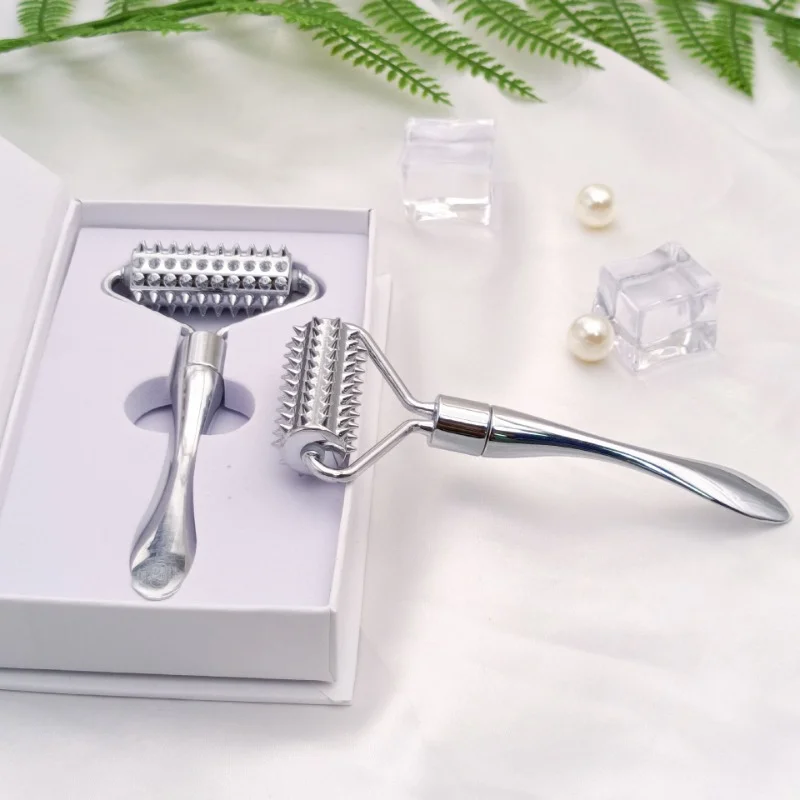 

Zinc Alloy Micro Needle Roller Massage Stick Face Eye Cream Spoon Stick Skincare Facial Manual Massager Tools Wrinkle Remover