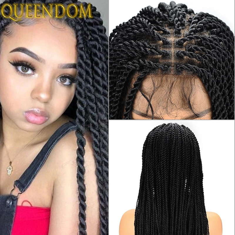 

Черные супердлинные Сенегальские плетеные парики на полной сетке, парики на сетке, передние парики с детскими волосами