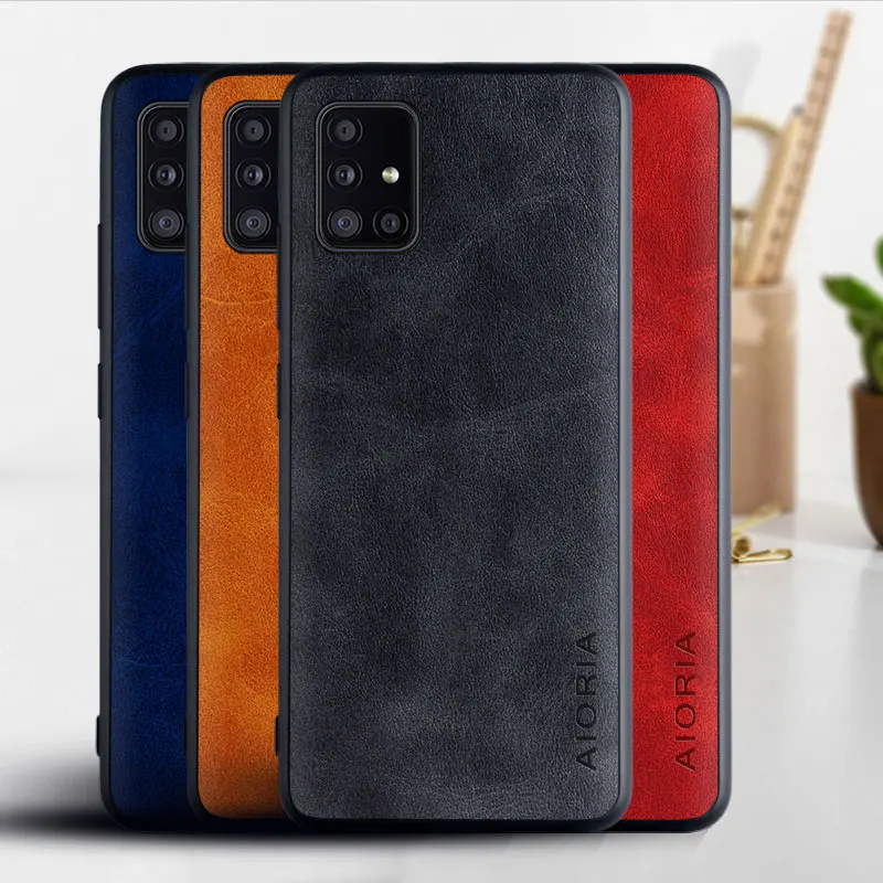 

Phone Case for Samsung Galaxy A51 A71 5G 4G coque Luxury Vintage leather Skin TPU hard cover for Samsung A51 A71 case funda capa