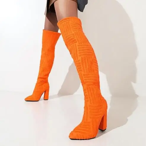 Роскошные брендовые новые женские теплые сапоги на толстом каблуке хлопковые