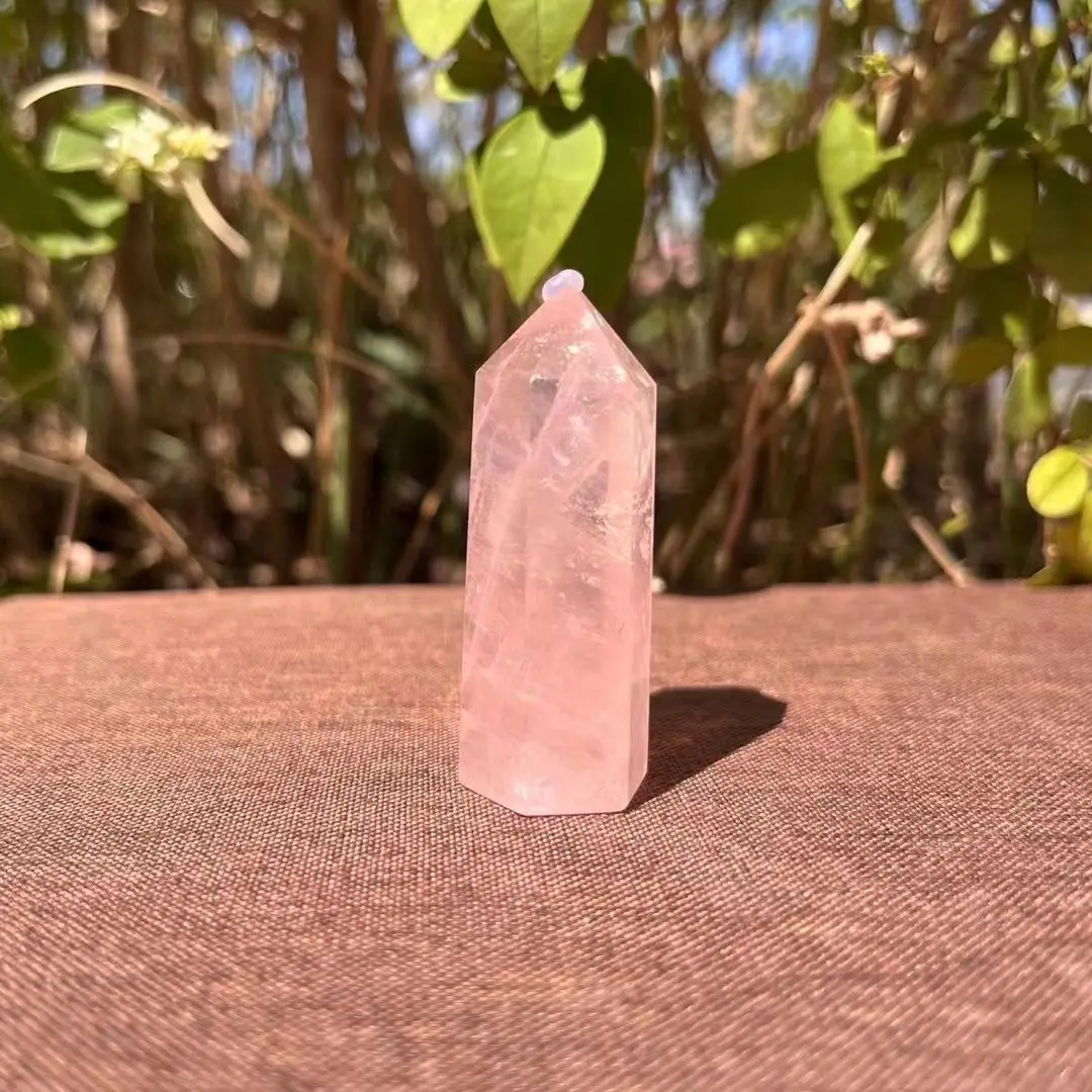 

High quality! 100% Natural Pink Rose Quartz Crystal Wand Point Healing Stone 50-80MM Gift