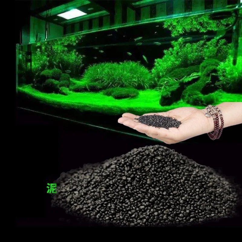 

500g Fish Tank Water Plant Fertility Substrate Sand Aquarium Plant Soil Black Clay Gravel for Natural Planted Water Moss Plants