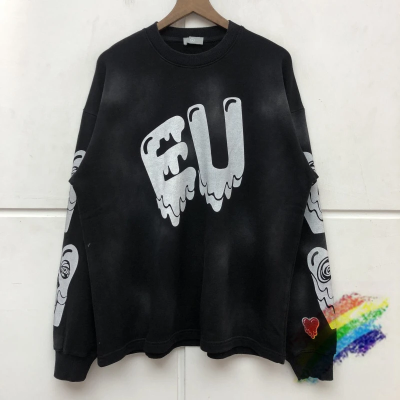 

EU Embroidery Melting Heart Sweatshirts Men Women Best Quality Crewneck Oversize Hoodie