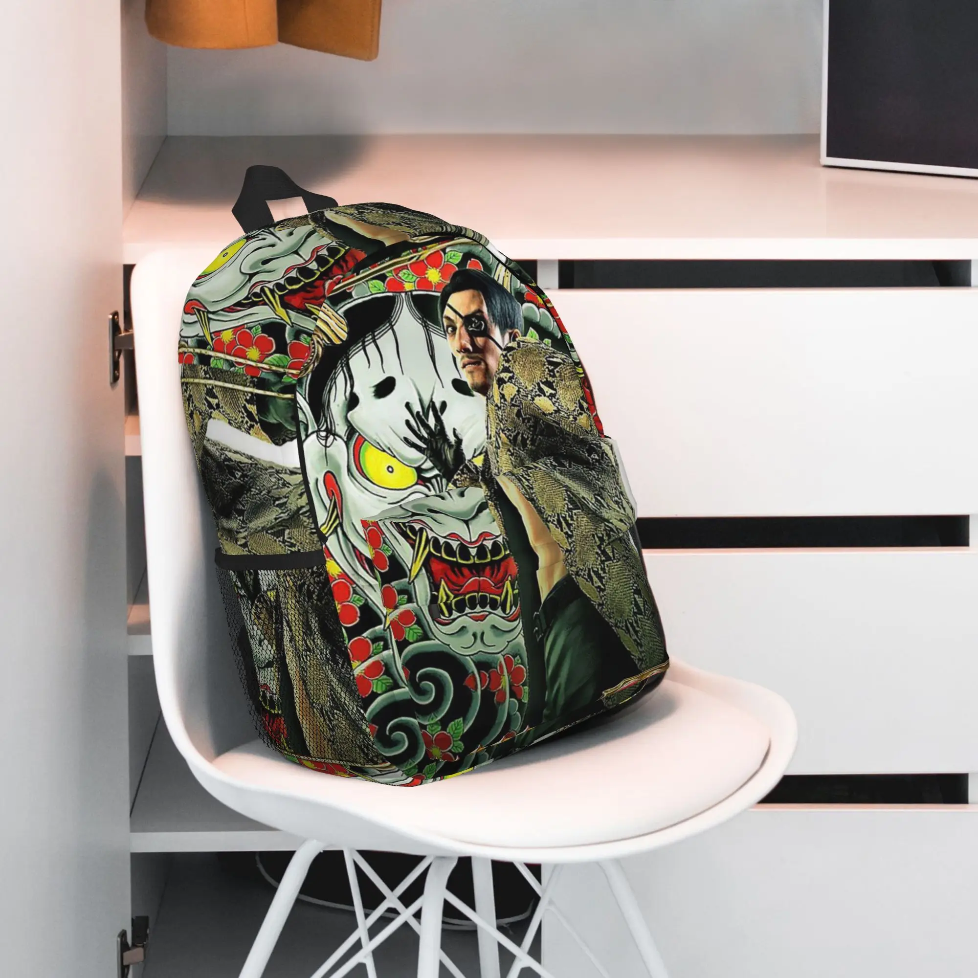 Фото Рюкзак Yakuza Like a Dragon Goro Majima, хит продаж, вместительный, для мальчиков и девочек, школьный ранец, сумка через плечо для мужчин и женщин №5