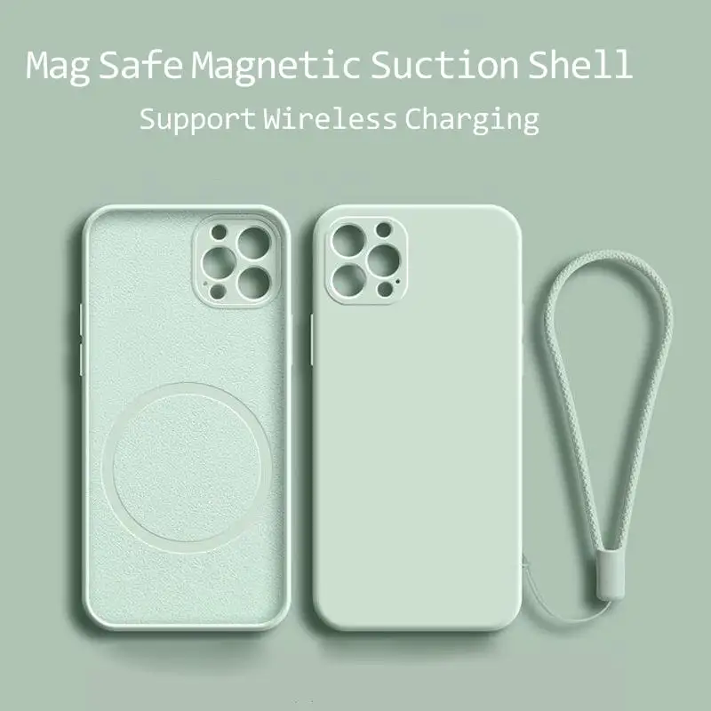 

Suitable for 12promax mobile phone case MagSafe magnetic suction case iphone11 liquid XR silica gel 8 full package with label
