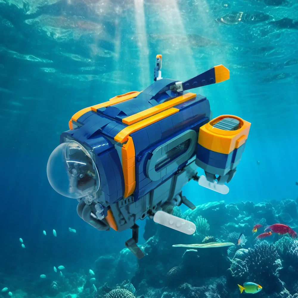 MOC The Blue Fox подводная лодка строительные блоки модель Subnautica подводное