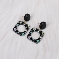 geometric flowers print dangle earrings for women girl 2022 new design acrylic drop earring party birthday gifts fashion jewelry
