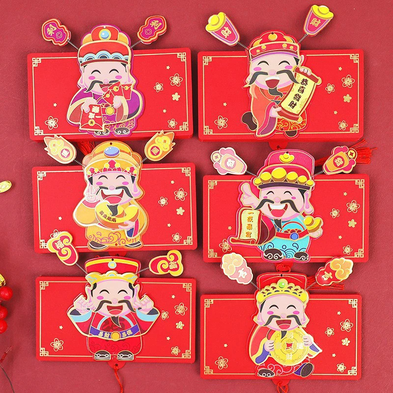 

1pc 2024 Chinese Long Luck Money Bag Red Pocket Hongbao Paper Envelopes Spring Festival Packet Pouch For Dragon New Year