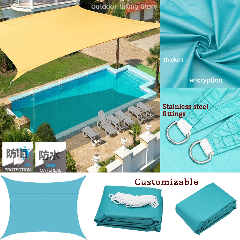 

300D Polyester Shade Sail Waterproof Square Rectangle Garden Canopy Patio Pool Canopy Sun Shade Camping Awning