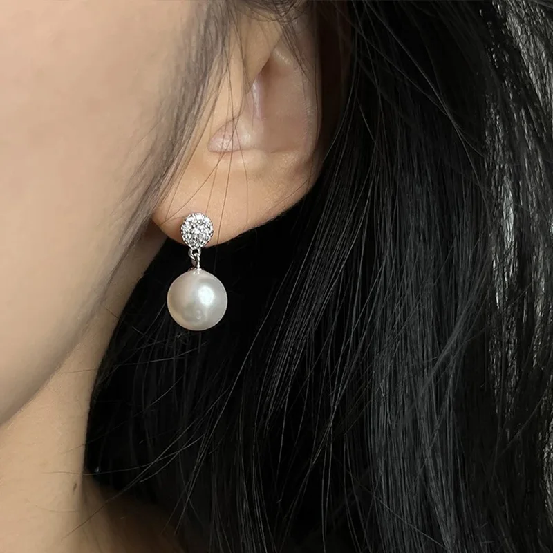 

Ailodo Elegant Imitation Pearl Drop Earrings For Women Luxury Party Wedding Cubic Zirconia Earrings Korean Fashion Jewelry Gift