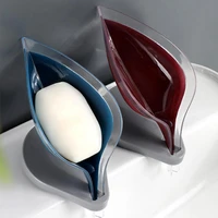 portable leaf shape suction cup soap dish rack drain water shelf for kitchen sponge holder bathroom storage box container