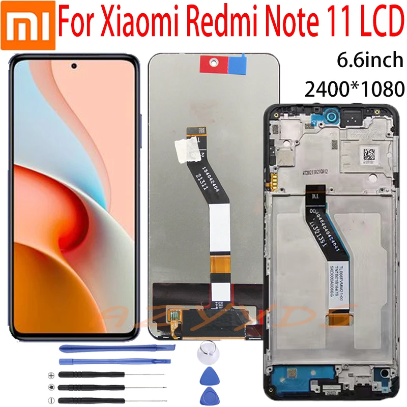 

6,5 Оригинальный ЖК-дисплей для Xiaomi Redmi Note 11 4G сенсорный экран панель дигитайзер для Redmi Note 11 фотодисплей с рамкой Note11