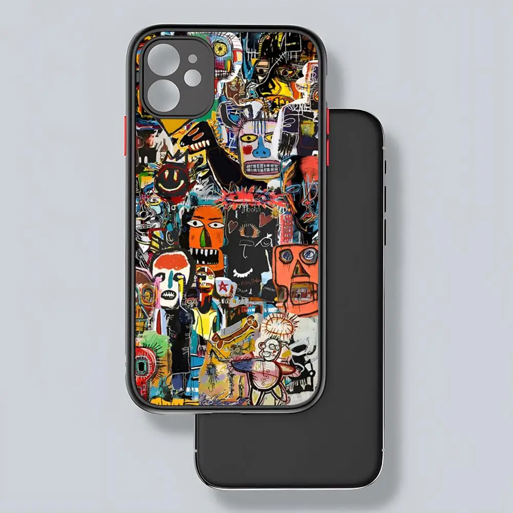 J-Jean-M-Michel B-BasquiatS Art Чехол для телефона с матовой прозрачной задней панелью iPhone 15 16