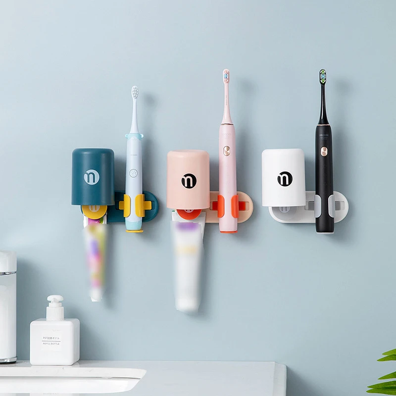 

Electric Toothbrush Holder Toothpaste Clip Wall-mounted Toothbrush Stand Rack Punch-free Holder Organizer Bathroom Accessories