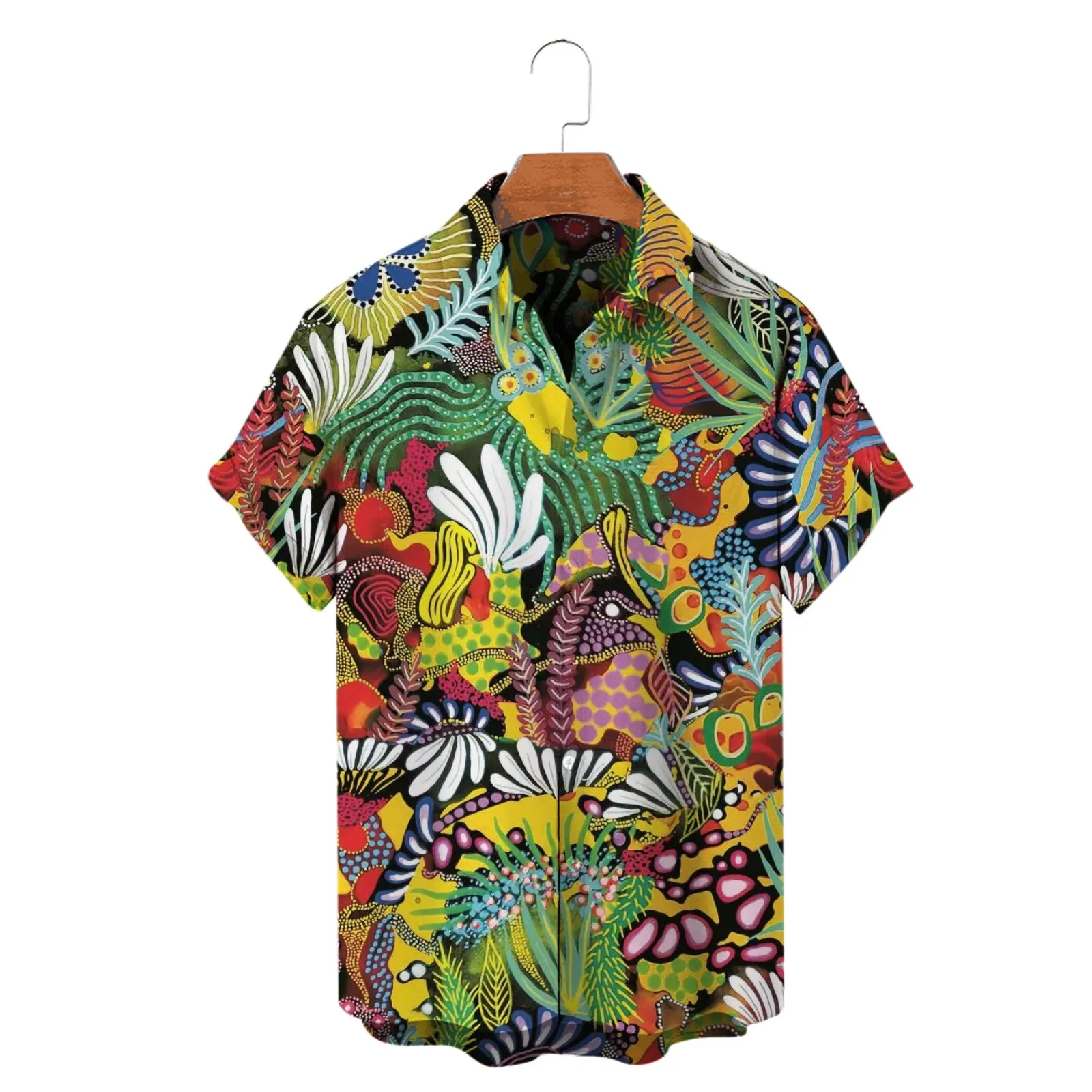 

Metallic Shirt Mens Printed Hawaiian Shirts Short Sleeve Button Down Beach Shirts Men Shirts