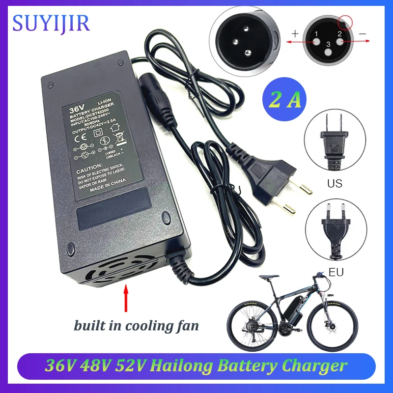 

52V 36V 48V Battery Charger for Hailong Electric Bicycle Lithium Batteries Pack for Bafang Motor Conversion Kits E-bike Charger