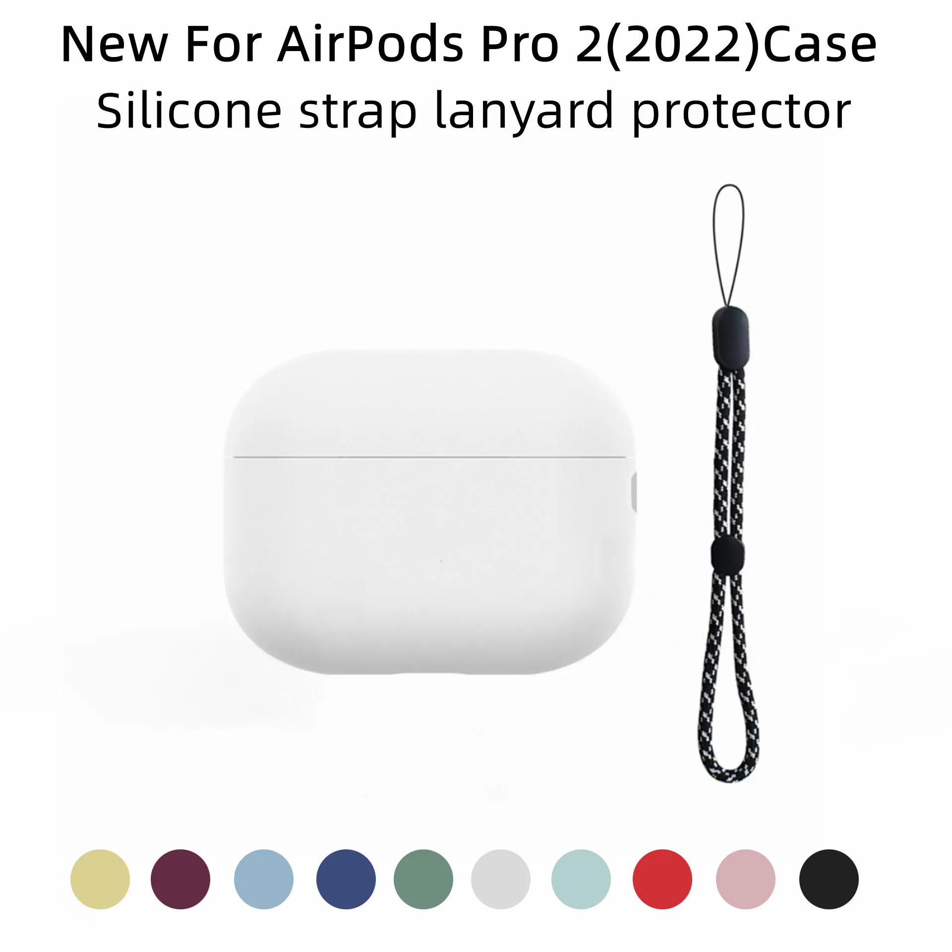 

For AirPods Pro 2 cover with Lanyard antilost Protective Cover[Front LED Visible]Silicone Soft Skin Case for AirPods Pro 2(2022)