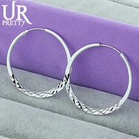 925 sterling silver 40mm45mm55mm circle hoop earrings for women engagement wedding party birthday charm gift fashion jewelry