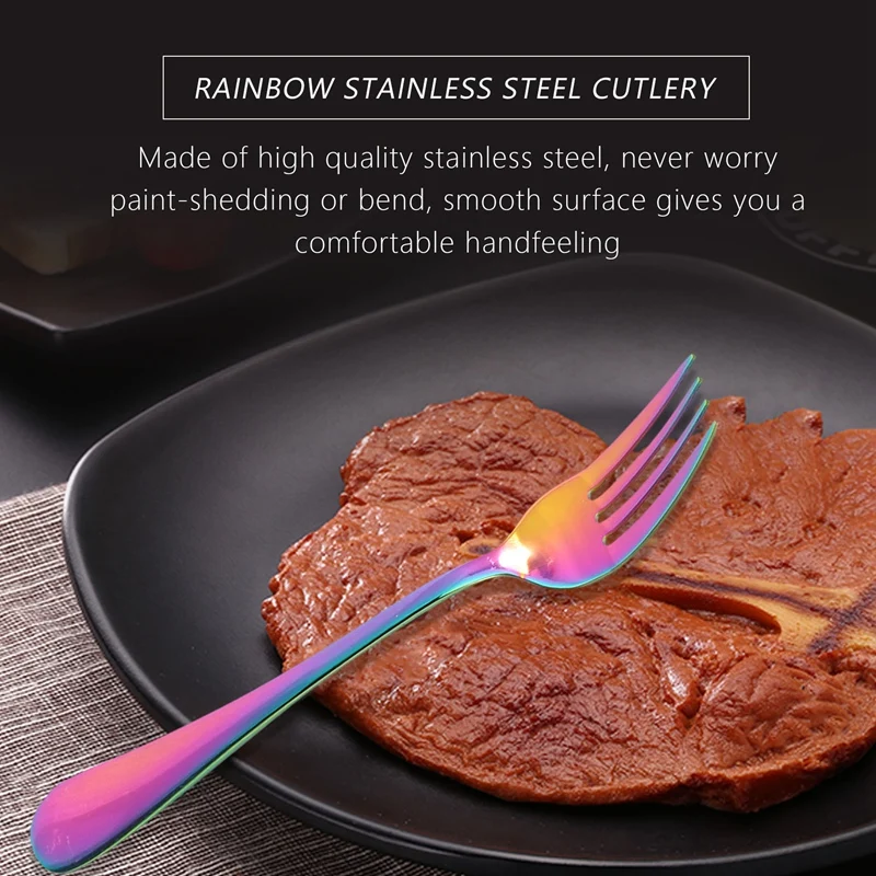 Набор столовых вилок из нержавеющей стали 6 шт. Посуда радужного цвета набор