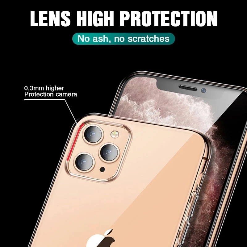 Luxury Silicone Phone Case For iPhone Xs Max Xr X 10 8 7 6 14 SE 2020 Transparent Clear Soft TPU Cover For iPhone 12 11 Capinha