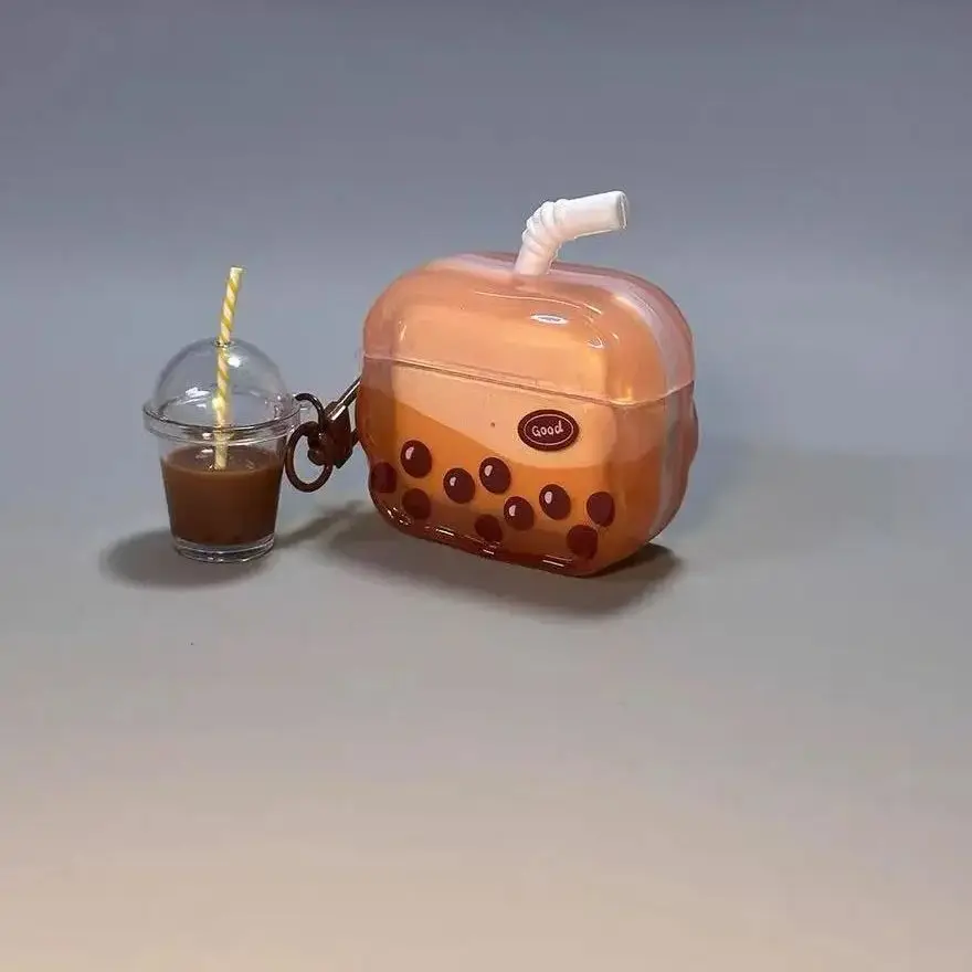 Фото Соломенный жемчужный чай с молоком, подходит для AirPods 1/2/3/4 Bluetooth, защитный чехол для наушников Apple AirPods Pro 2, жесткий чехол с защитой от падения №2