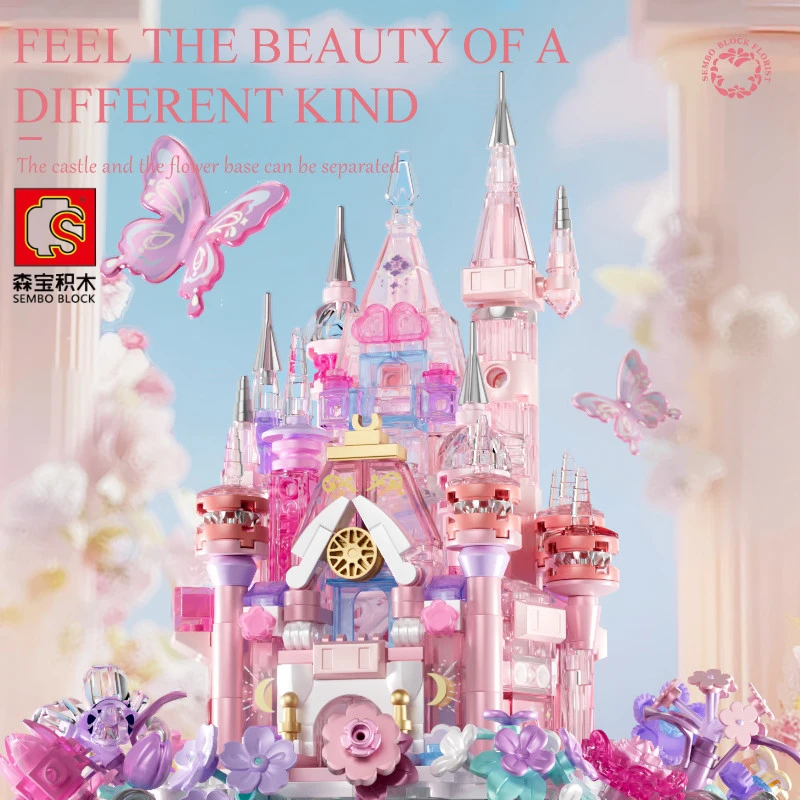 SEMBO строительные блоки замок с цветочным лицом головоломка ручной работы сборка