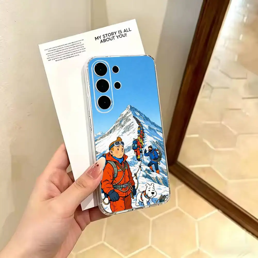Фото Прозрачный противоударный защитный чехол Classic-eexplorer Tintin-in из ТПУ для Samsung S 25,24,23,22,30,21,10,9,Ultra,Plus,Li №2