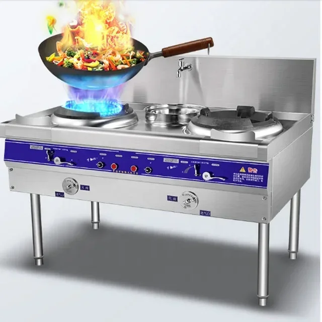 Фото AQburner Промышленная газовая плита с двумя воками, ресторанное оборудование, китайская горелка для вока, подставка, горелка, газовая плита №3