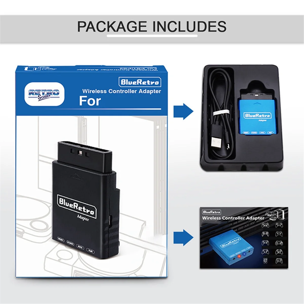 Адаптер беспроводного игрового контроллера BlueRetro для PSX PS1 PS2 к Ipega 9076 PS4 PS5 NS Switch