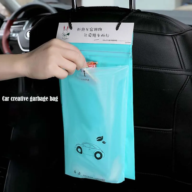 

50 Pcs Disposable Car Garbage Bag Kitchen Trash Rubbish Bag Traveling Portable Auto Seat Back Hanging Trash Bag