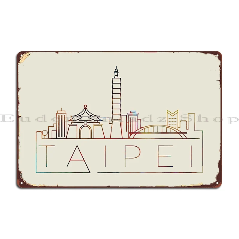 Тонкая линия Тайбэя, городской художественный металлический плакат, фотоплакат, дизайн под заказ, Классический оловянный плакат