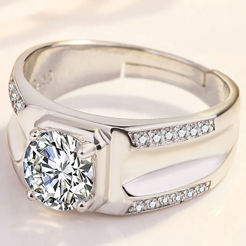 

Exquisite Fashion Silver Plated Color Inlaid Crystal Rhinestone Female Wedding Engagement Opening Ring for Women Jewelry