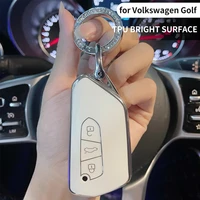 for volkswagen new tpu car key case cover for vw golf 8 mk8 2020 skoda 3 buttons smart keychian holder auto accessories