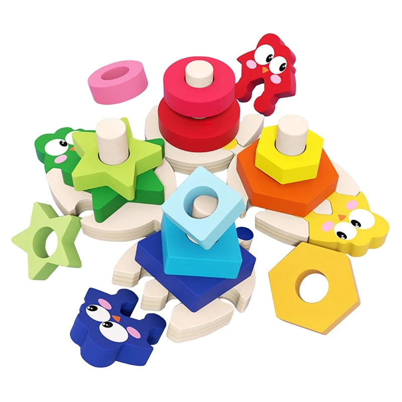 

Wooden Stacking Toys Wooden Sorting and Stacking Toys Best Gifts for Girls Boys Early Preschool Learning By