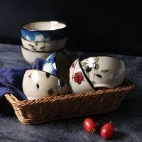 pure hand painted flower ceramic rice bowls and dishes tableware set