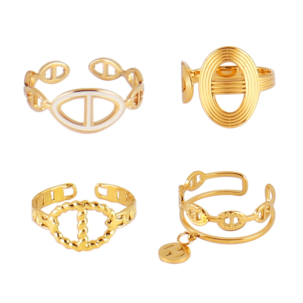 Кольца из нержавеющей стали для женщин кольца в стиле ретро с подвесками простые